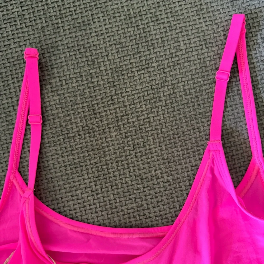 SKIMS Fits Everybody Slip Dress NWT Neon Pink L Bodycon Barbiecore Loungewear